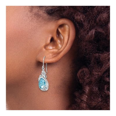 Sterling Silver CZ Mermaid Dangle Earrings – view 4