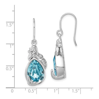 Sterling Silver CZ Mermaid Dangle Earrings – view 6