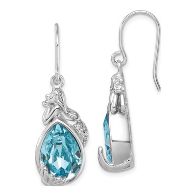 Sterling Silver CZ Mermaid Dangle Earrings