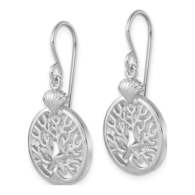 Sterling Silver Crystal Starfish Shell Dangle Earrings – view 3