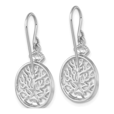Sterling Silver Crystal Starfish Shell Dangle Earrings – view 5