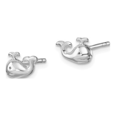 Sterling Silver Whale Stud Earrings – view 3