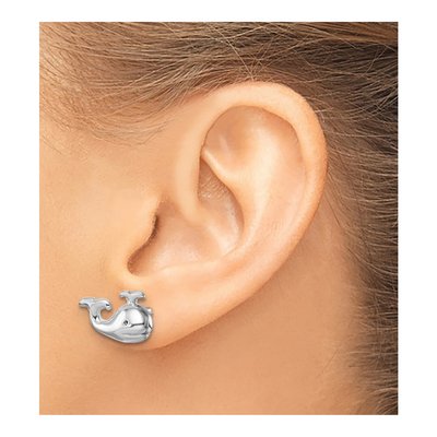Sterling Silver Whale Stud Earrings – view 4