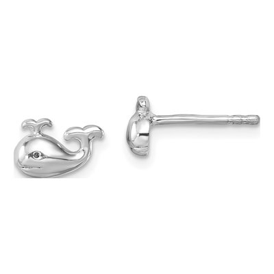Sterling Silver Whale Stud Earrings