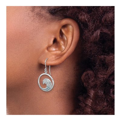 Sterling Silver CZ Wave Dangle Earrings – view 4
