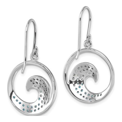 Sterling Silver CZ Wave Dangle Earrings – view 5