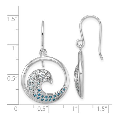 Sterling Silver CZ Wave Dangle Earrings – view 6