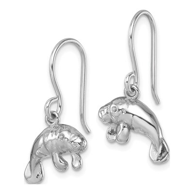 Sterling Silver Manatee Dangle Earrings – view 3