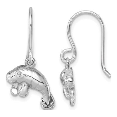 Sterling Silver Manatee Dangle Earrings