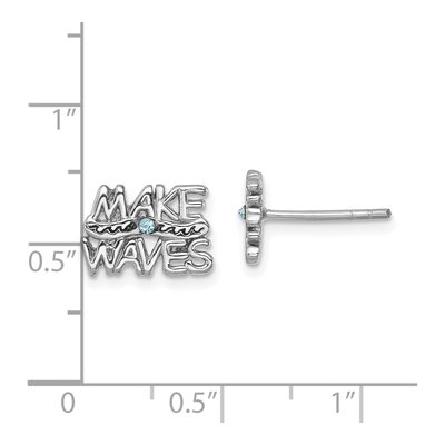 Sterling Silver Crystal Wave Stud Earrings – view 6