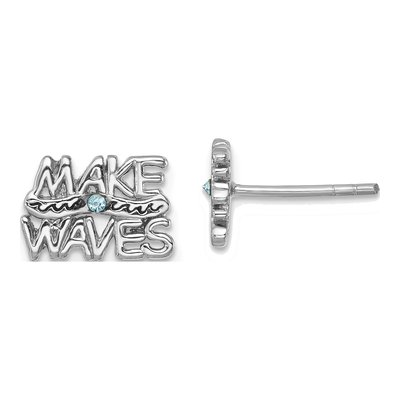 Sterling Silver Crystal Wave Stud Earrings