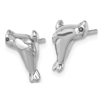 Sterling Silver CZ Sea Lion Stud Earrings – view 3
