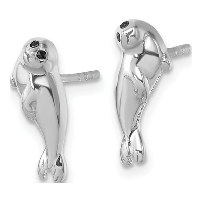 Sterling Silver CZ Harbor Seal Eye Stud Earrings – view 3