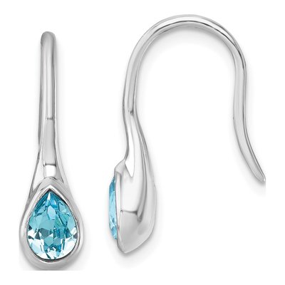 Sterling Silver Crystal Tear Wire Dangle Earrings
