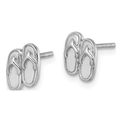 Sterling Silver Crystal Flip Flop Stud Earrings – view 3
