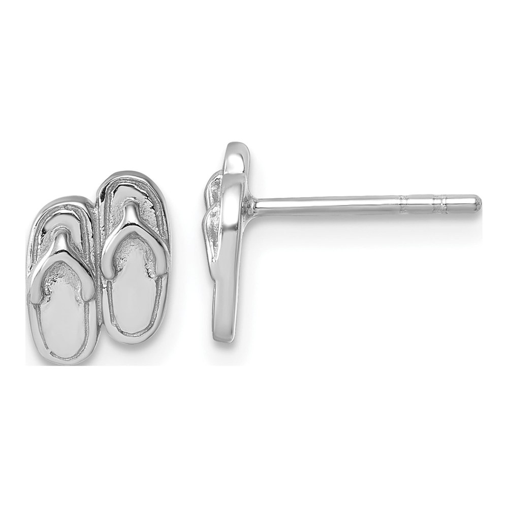 Sterling Silver Rhodium-Plated Polished Double Flip Flop Post Earrings