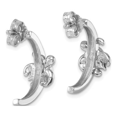 Sterling Silver 20mm Crystal Turtle J- Hoop Earrings – view 5