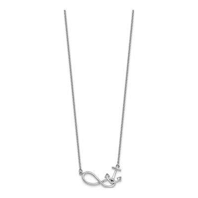 Sterling Silver Anchor Eternity Pendant Necklace – view 3