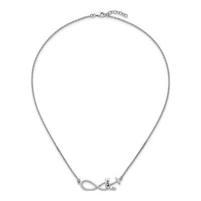 Sterling Silver Anchor Eternity Pendant Necklace – view 5