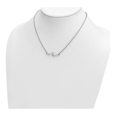 Sterling Silver Wave Pendant Necklace – view 4