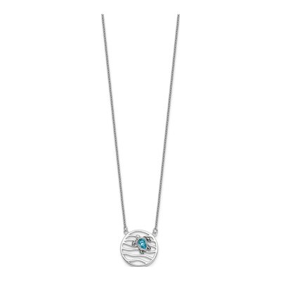 Sterling Silver Crystal Turtle Pendant Necklace – view 3