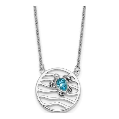Sterling Silver Crystal Turtle Pendant Necklace