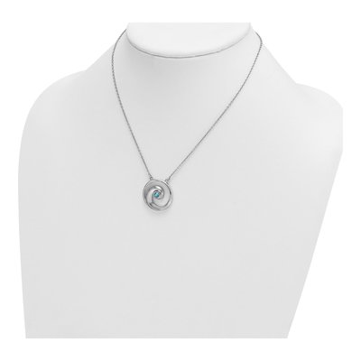 Sterling Silver Crystal Wave Pendant Necklace – view 4