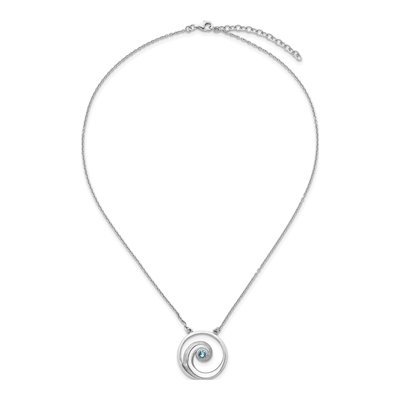 Sterling Silver Crystal Wave Pendant Necklace – view 5