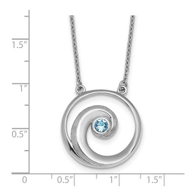 Sterling Silver Crystal Wave Pendant Necklace – view 6