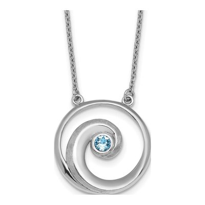 Sterling Silver Crystal Wave Pendant Necklace