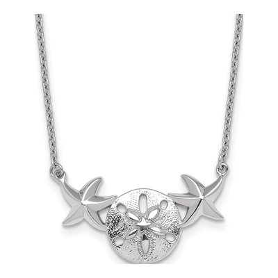 Sterling Silver Sand Dollar Starfish Pendant Necklace
