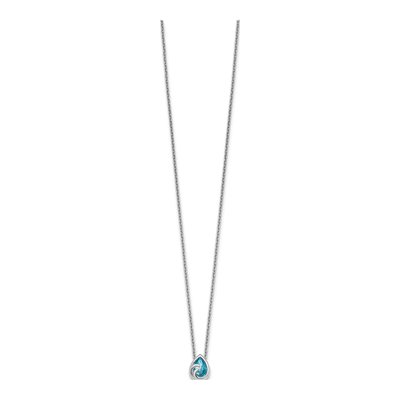 Sterling Silver Crystal Ocean Wave Pendant Necklace – view 3