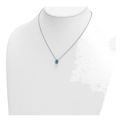 Sterling Silver Crystal Ocean Wave Pendant Necklace – view 4