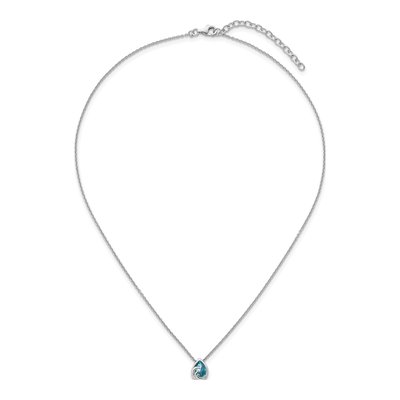 Sterling Silver Crystal Ocean Wave Pendant Necklace – view 5