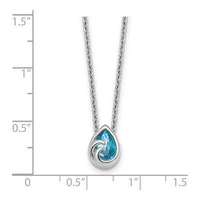 Sterling Silver Crystal Ocean Wave Pendant Necklace – view 6
