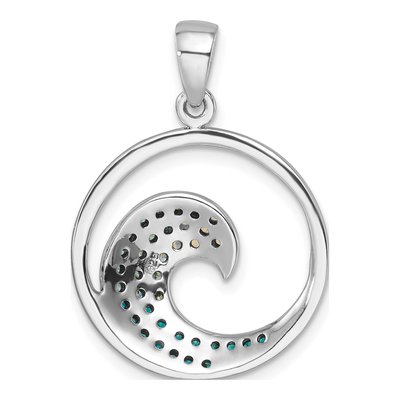 Sterling Silver CZ Wave Pendant – view 4