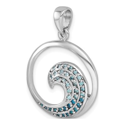 Sterling Silver CZ Wave Pendant – view 5