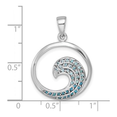 Sterling Silver CZ Wave Pendant – view 6