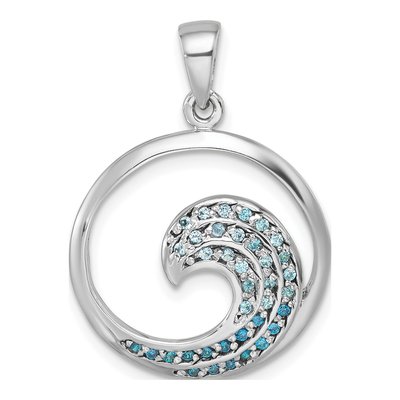 Sterling Silver CZ Wave Pendant