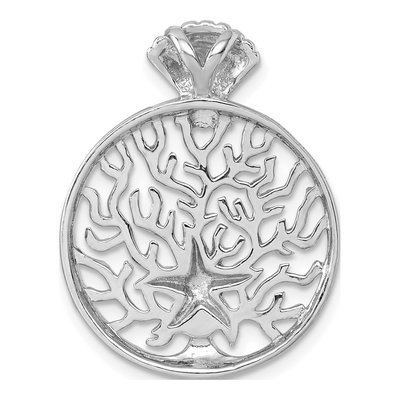 Sterling Silver Crystal Starfish Shell Reef Pendant – view 4