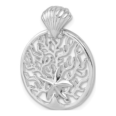 Sterling Silver Crystal Starfish Shell Reef Pendant – view 5