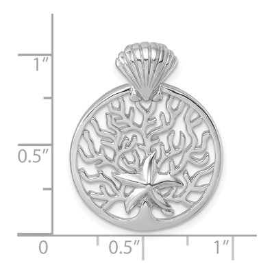 Sterling Silver Crystal Starfish Shell Reef Pendant – view 6