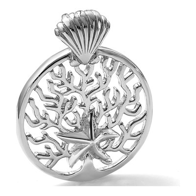 Sterling Silver Crystal Starfish Shell Reef Pendant – view 7