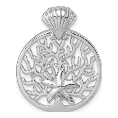Sterling Silver Crystal Starfish Shell Reef Pendant