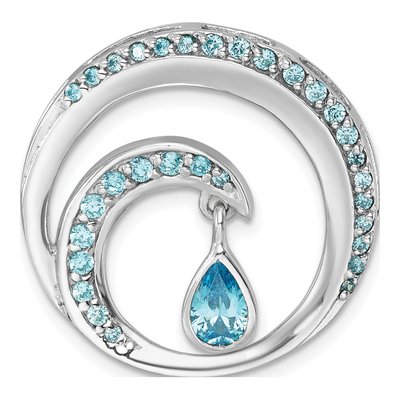 Sterling Silver CZ Wave Slide Pendant