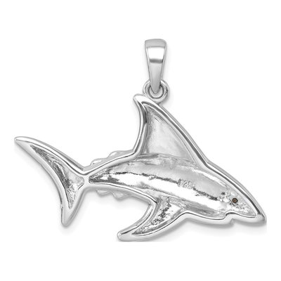 Sterling Silver Crystal Eye Shark Pendant – view 4