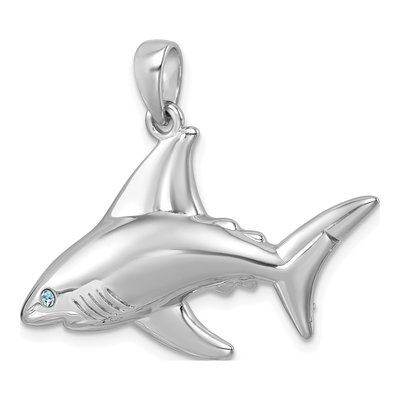 Sterling Silver Crystal Eye Shark Pendant – view 5