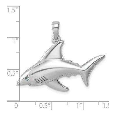 Sterling Silver Crystal Eye Shark Pendant – view 6