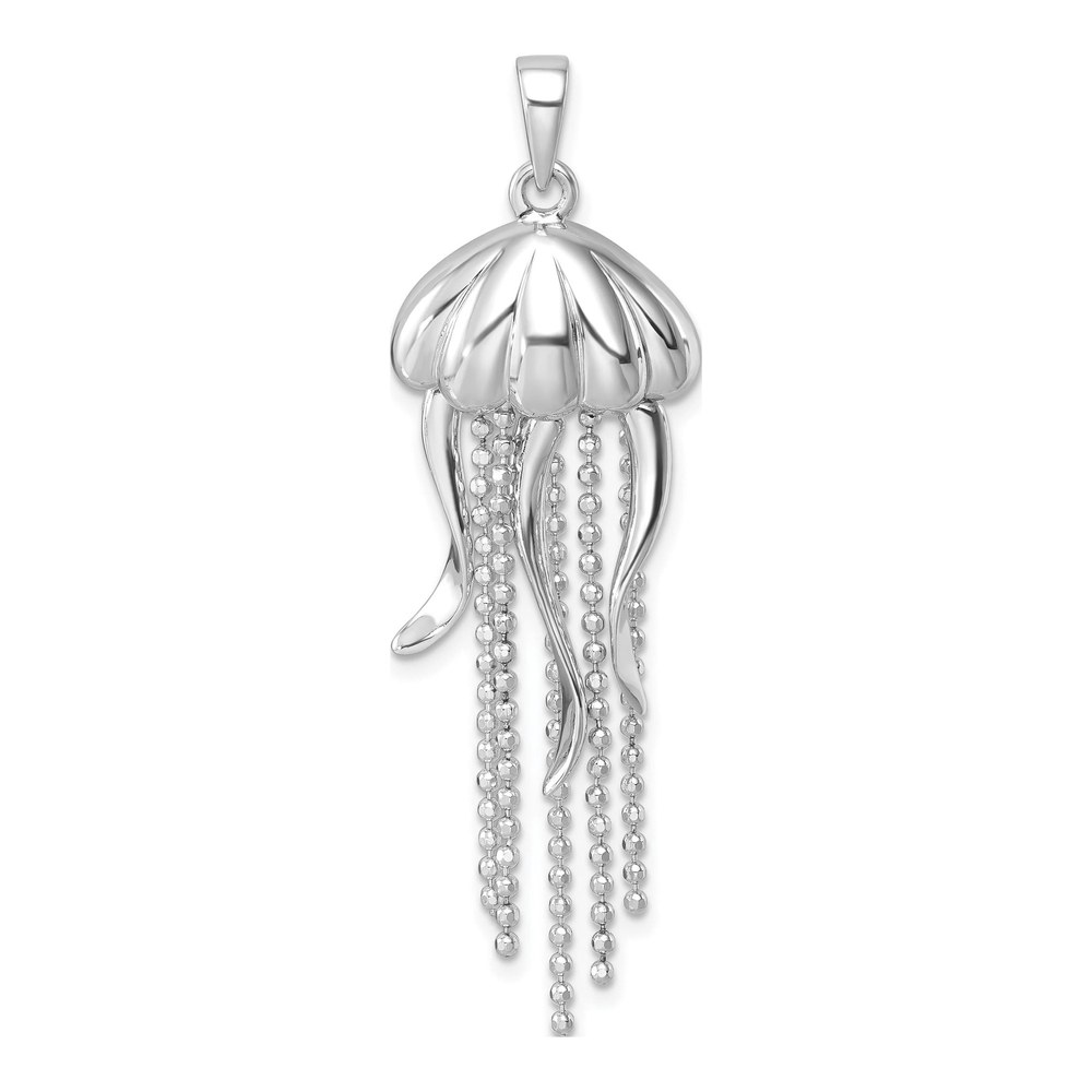 Sterling Silver Rhodium-Plated Polished Moveable Jelly Fish Pendant
