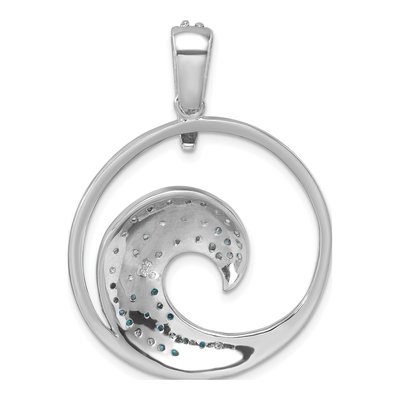 Sterling Silver CZ Wave Pendant – view 4